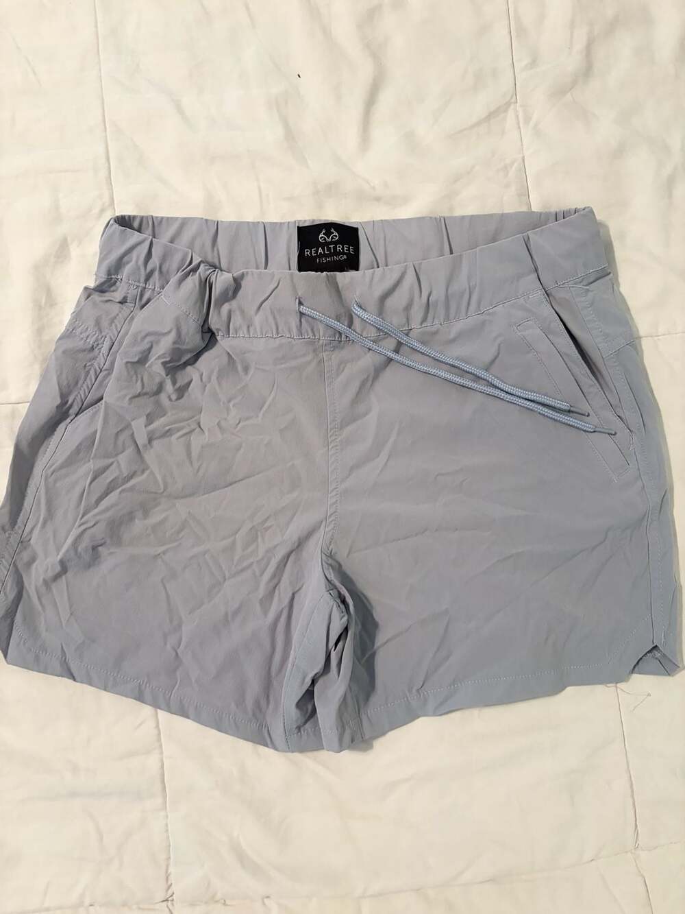 Realtree Fishing Women's Performance Hybrid Drawstring Shorts Light Blue